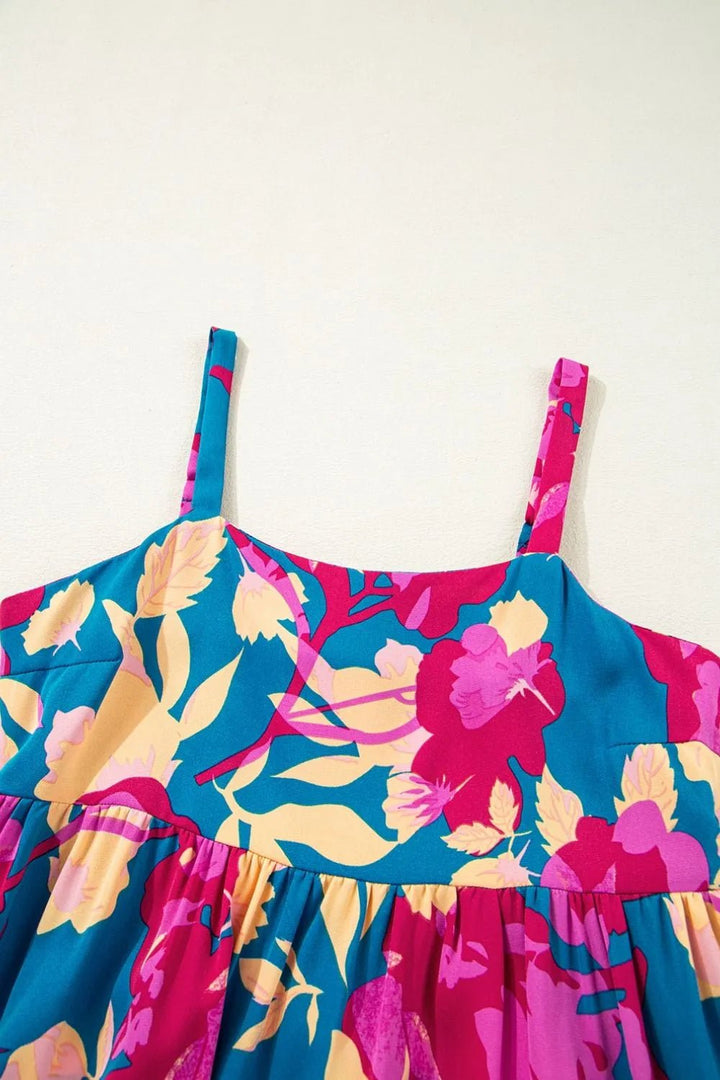 Floral Square Neck Cami Dress with Pockets - VeauBeauty
