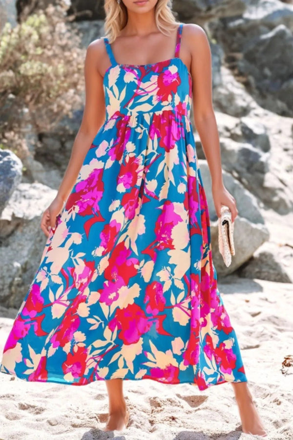 Floral Square Neck Cami Dress with Pockets - VeauBeauty
