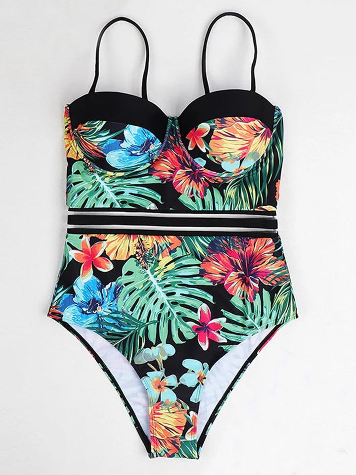 Floryva Push - Up Swimsuit – 2025 Floral One - Piece Swimwear for Women - VeauBeauty