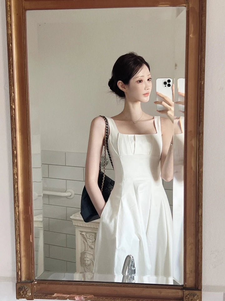 French Chic Summer Dress – High Waist Elegant Hepburn Style for Women - VeauBeauty