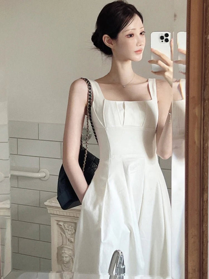 French Chic Summer Dress – High Waist Elegant Hepburn Style for Women - VeauBeauty