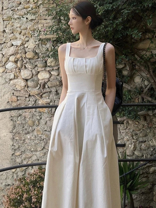 French Chic Summer Dress – High Waist Elegant Hepburn Style for Women - VeauBeauty