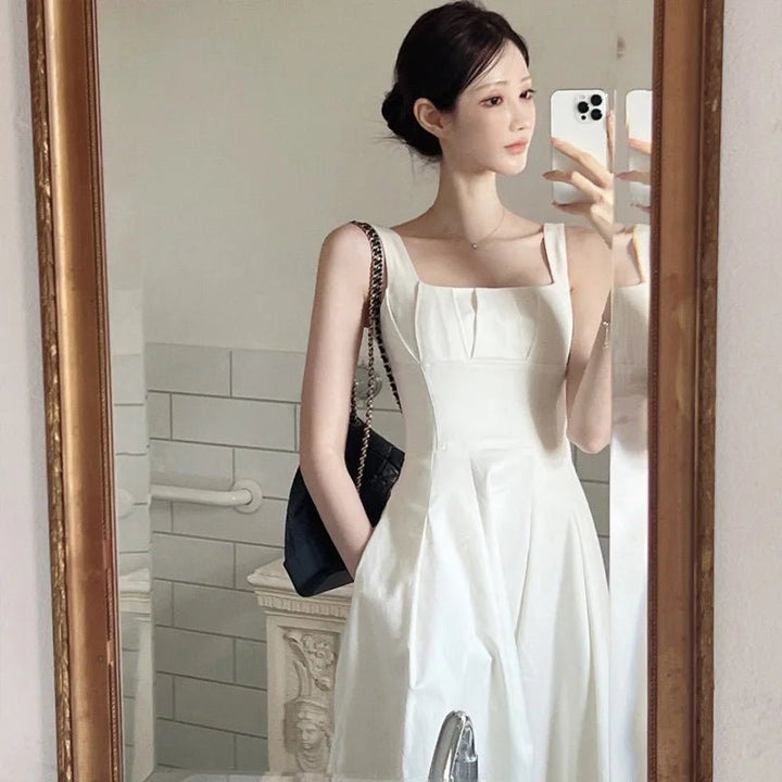 French Chic Summer Dress – High Waist Elegant Hepburn Style for Women - VeauBeauty