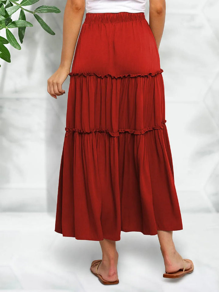 Frill Tiered Midi Skirt - VeauBeauty