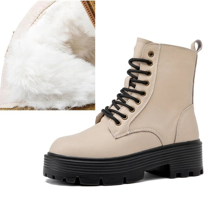 Fur - Lined Leather Ankle Boots – Winter Marton Style - VeauBeauty