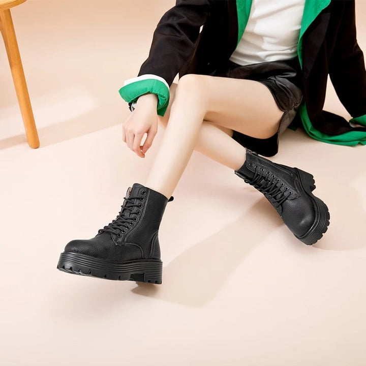 Fur - Lined Leather Ankle Boots – Winter Marton Style - VeauBeauty