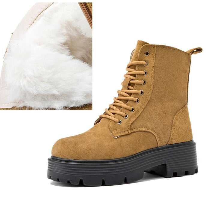 Fur - Lined Leather Ankle Boots – Winter Marton Style - VeauBeauty