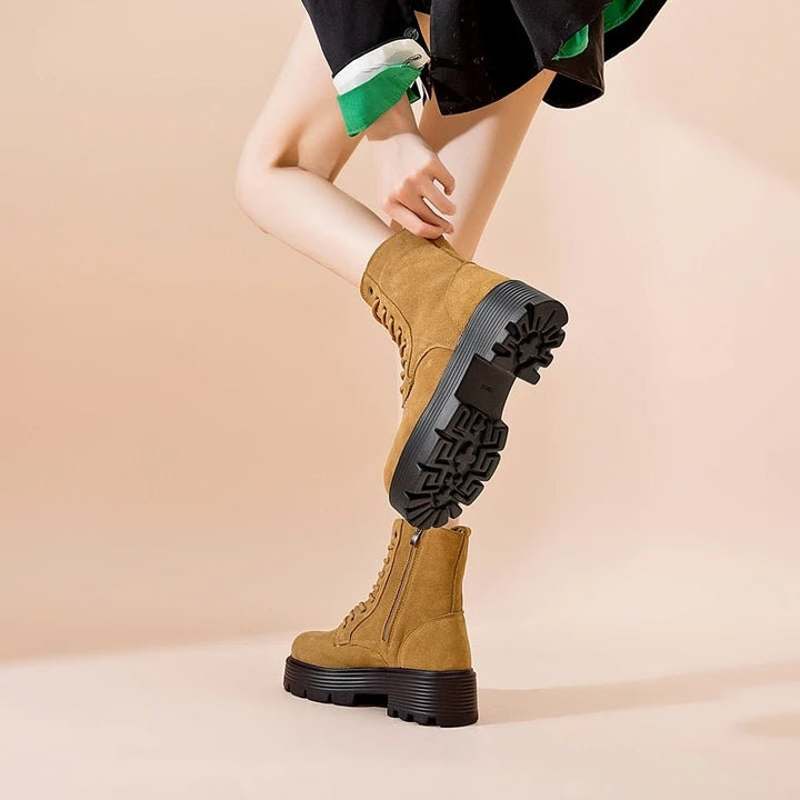 Fur - Lined Leather Ankle Boots – Winter Marton Style - VeauBeauty