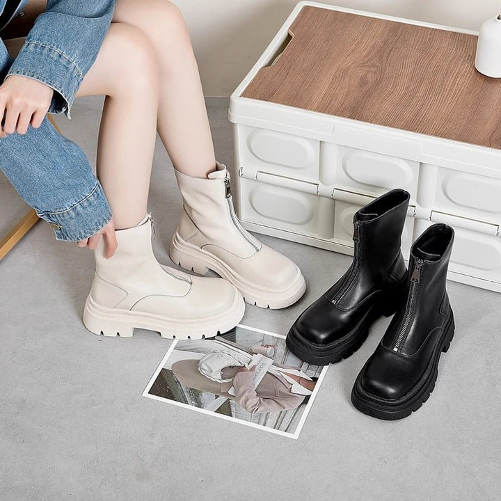 Genuine Leather Chelsea Boots – Warm Plush Lined Winter Ankle Boots for Women - VeauBeauty