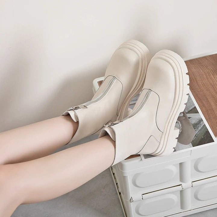 Genuine Leather Chelsea Boots – Warm Plush Lined Winter Ankle Boots for Women - VeauBeauty