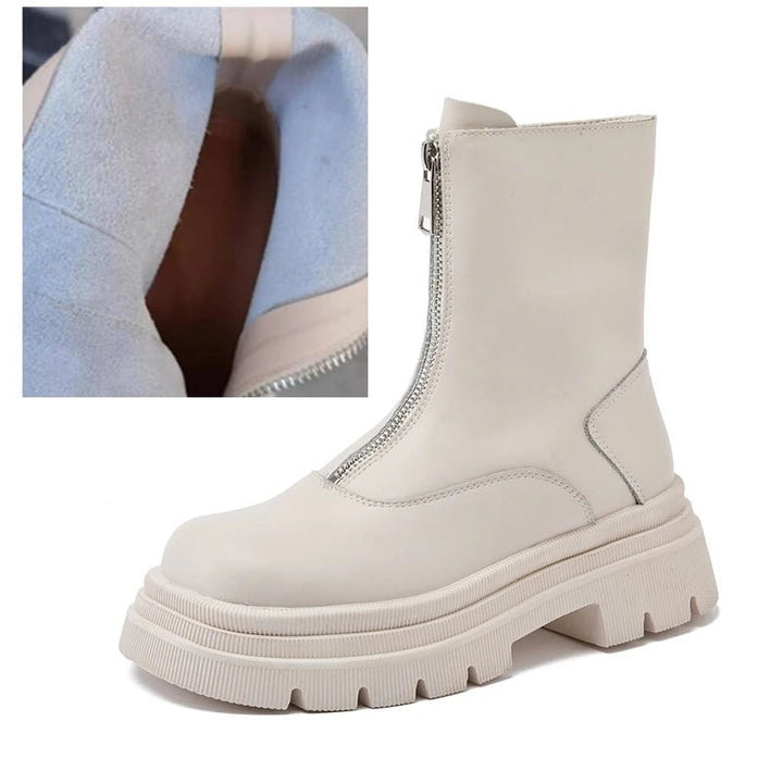 Genuine Leather Chelsea Boots – Warm Plush Lined Winter Ankle Boots for Women - VeauBeauty
