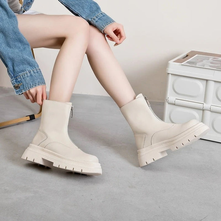 Genuine Leather Chelsea Boots – Warm Plush Lined Winter Ankle Boots for Women - VeauBeauty