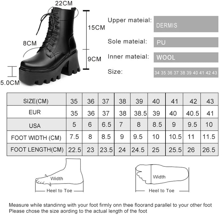 Genuine Leather High Heel Ankle Boots – Wool Lined Winter Biker Boots for Women - VeauBeauty