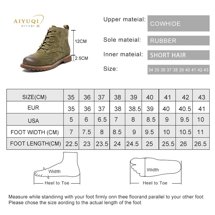 Genuine Leather Lace - Up Ankle Boots – Retro Suede Fur - Lined Women’s Booties - VeauBeauty