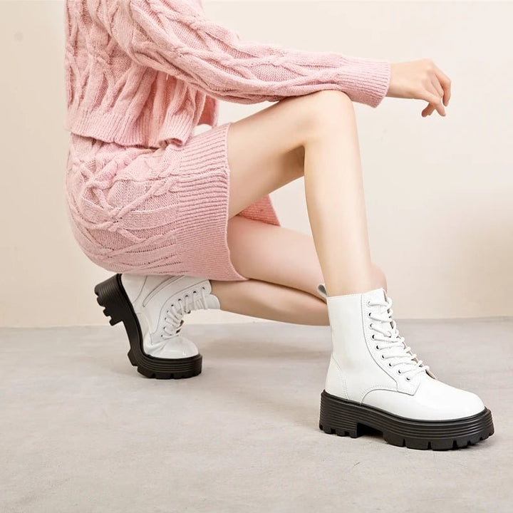Genuine Leather Marton Boots High Heel Winter Ankle Boots - VeauBeauty