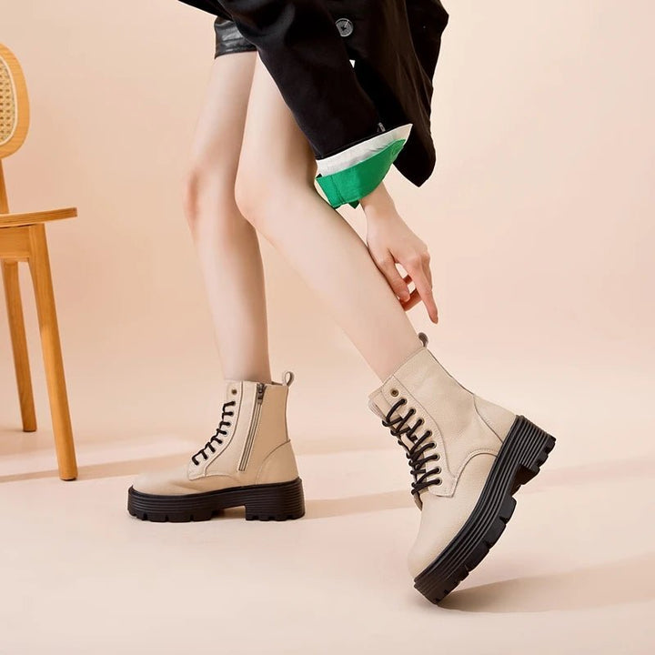 Genuine Leather Warm Ankle Snow Boots – Non - Slip Winter Short Boots - VeauBeauty