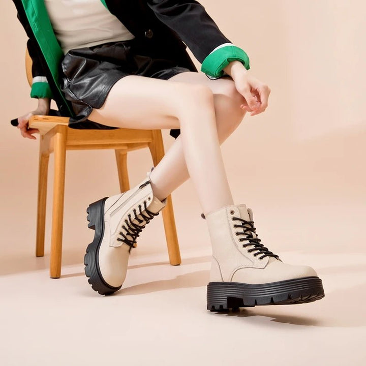 Genuine Leather Warm Ankle Snow Boots – Non - Slip Winter Short Boots - VeauBeauty