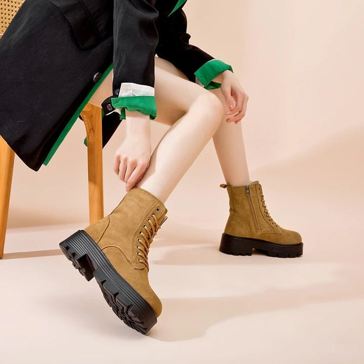 Genuine Leather Warm Ankle Snow Boots – Non - Slip Winter Short Boots - VeauBeauty
