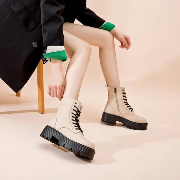 Genuine Leather Warm Ankle Snow Boots – Non - Slip Winter Short Boots - VeauBeauty