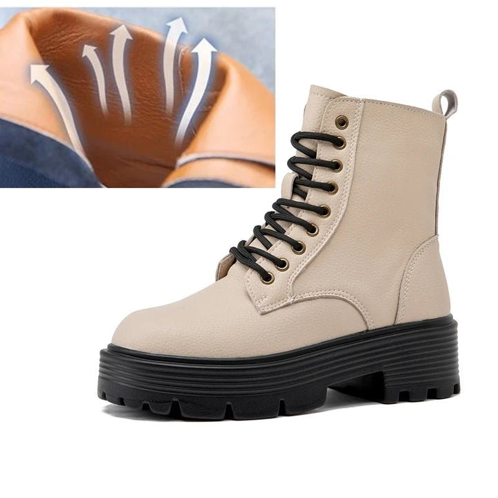 Genuine Leather Warm Ankle Snow Boots – Non - Slip Winter Short Boots - VeauBeauty