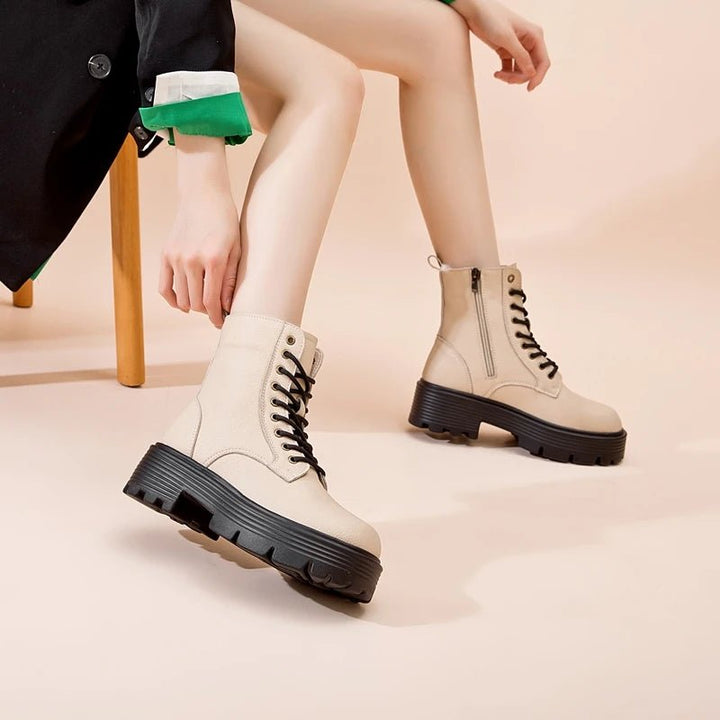 Genuine Leather Warm Ankle Snow Boots – Non - Slip Winter Short Boots - VeauBeauty