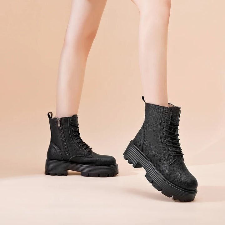 Genuine Leather Warm Ankle Snow Boots – Non - Slip Winter Short Boots - VeauBeauty