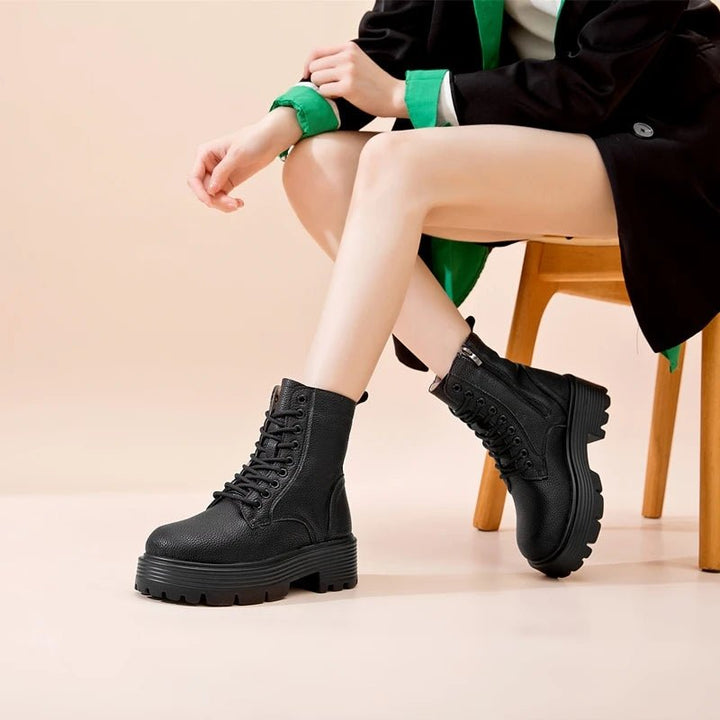 Genuine Leather Warm Ankle Snow Boots – Non - Slip Winter Short Boots - VeauBeauty