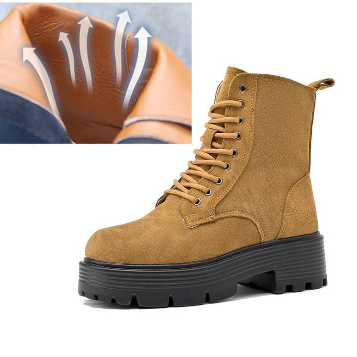 Genuine Leather Warm Ankle Snow Boots – Non - Slip Winter Short Boots - VeauBeauty