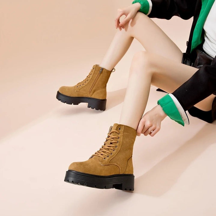 Genuine Leather Warm Ankle Snow Boots – Non - Slip Winter Short Boots - VeauBeauty