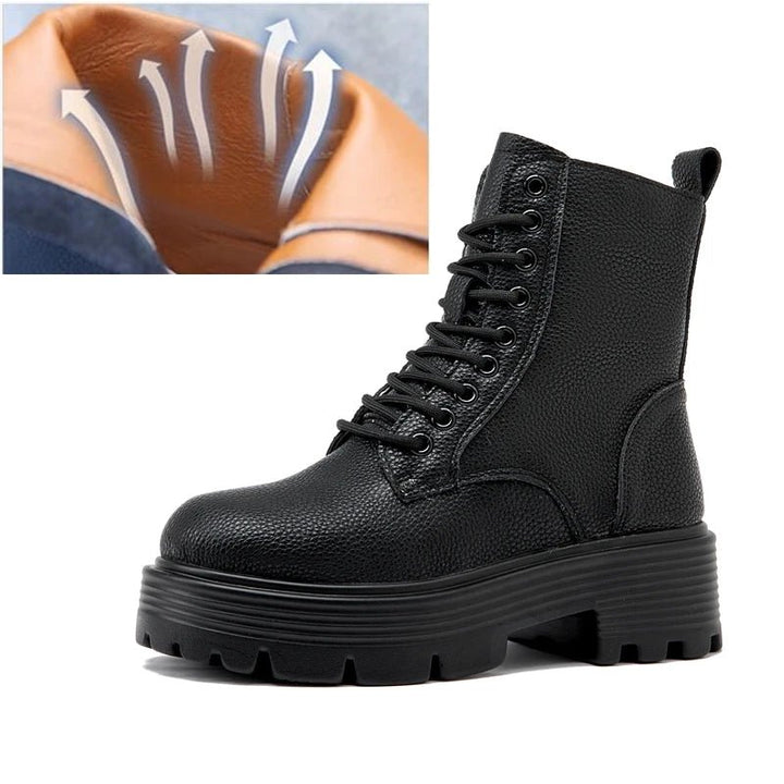 Genuine Leather Warm Ankle Snow Boots – Non - Slip Winter Short Boots - VeauBeauty