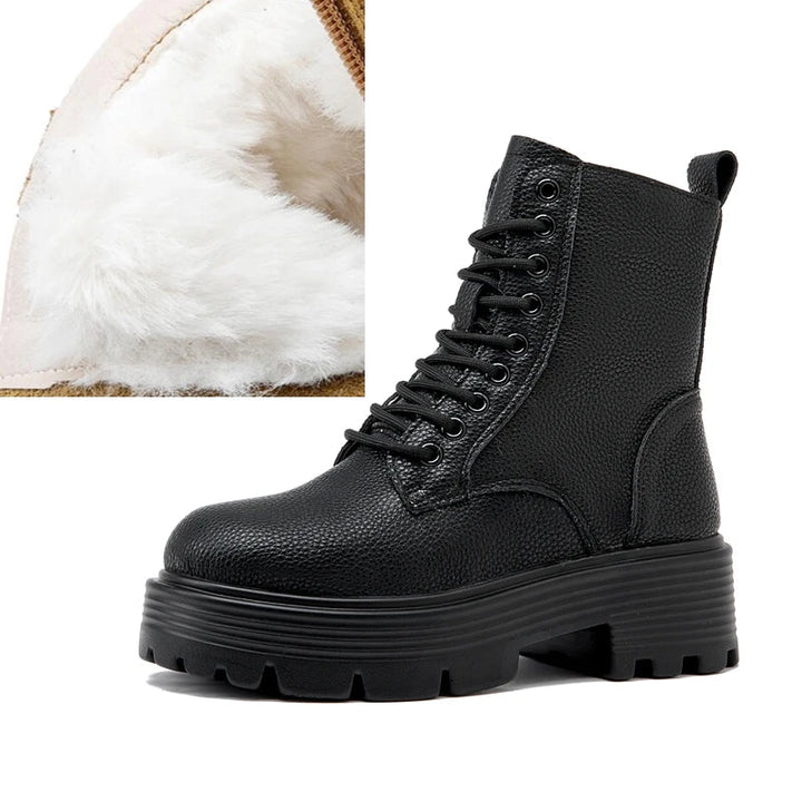 Genuine Leather Warm Ankle Snow Boots – Non - Slip Winter Short Boots - VeauBeauty