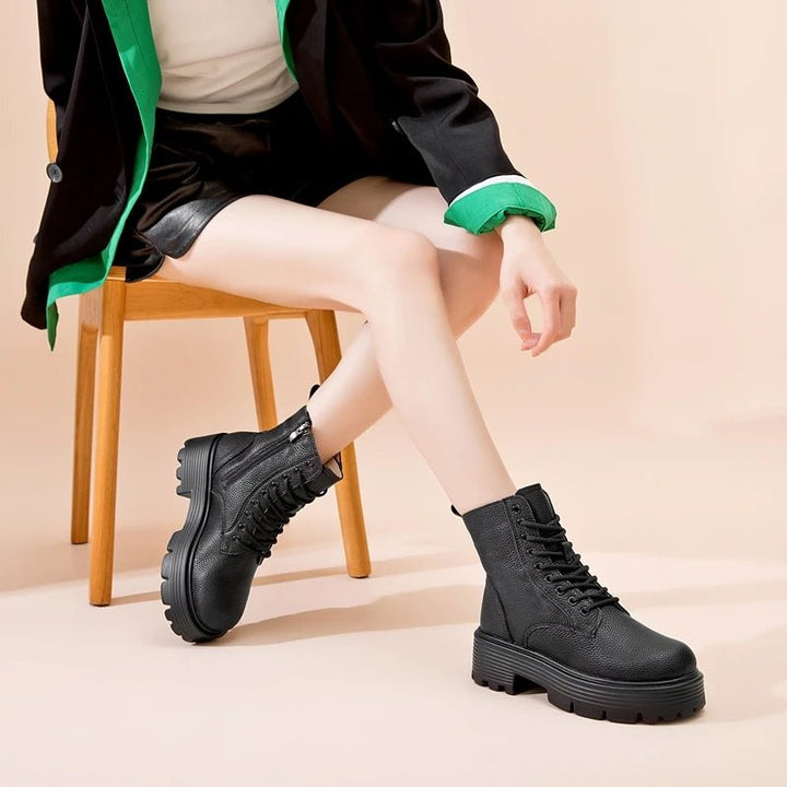 Genuine Leather Warm Ankle Snow Boots – Non - Slip Winter Short Boots - VeauBeauty