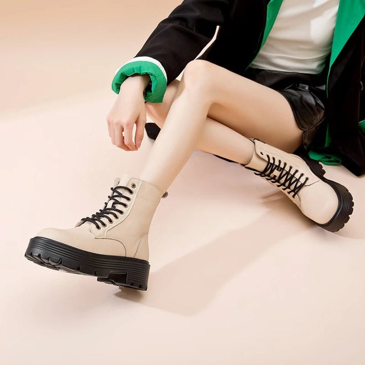 Genuine Leather Warm Ankle Snow Boots – Non - Slip Winter Short Boots - VeauBeauty