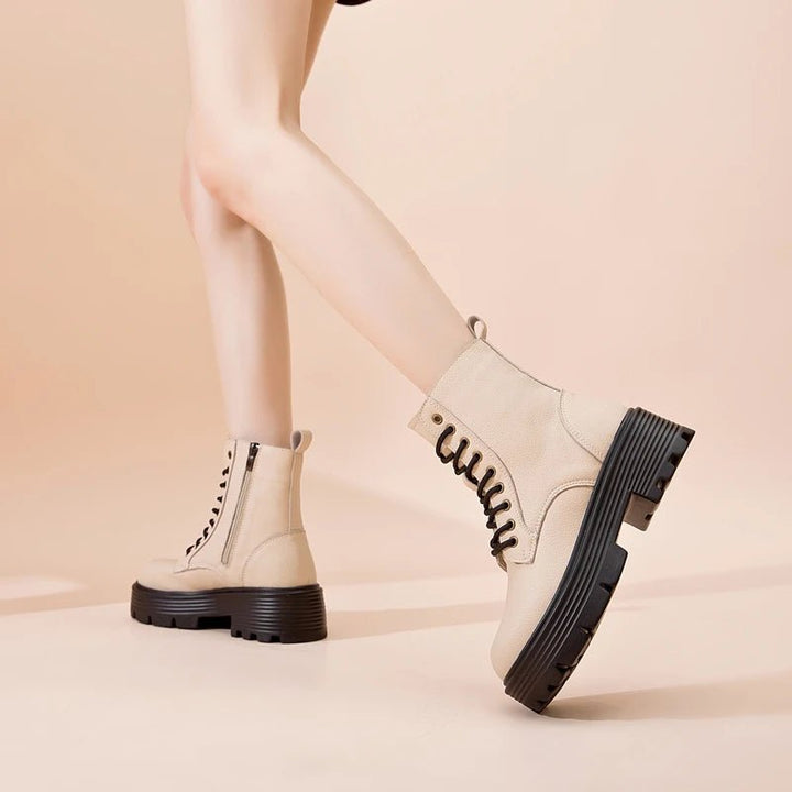 Genuine Leather Warm Ankle Snow Boots – Non - Slip Winter Short Boots - VeauBeauty