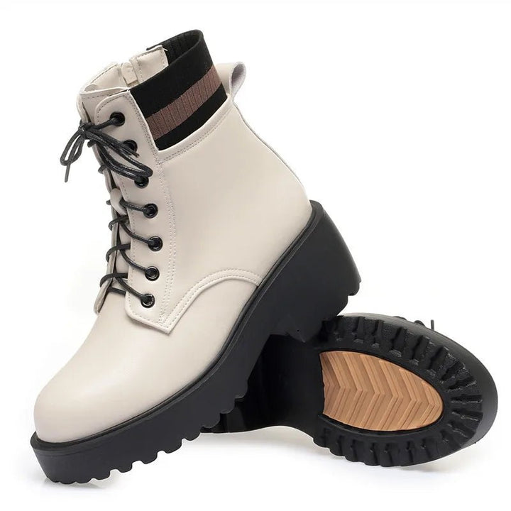 Genuine Leather Warm Sock Boots – Women’s Winter Zip Short Boots Large Size - VeauBeauty