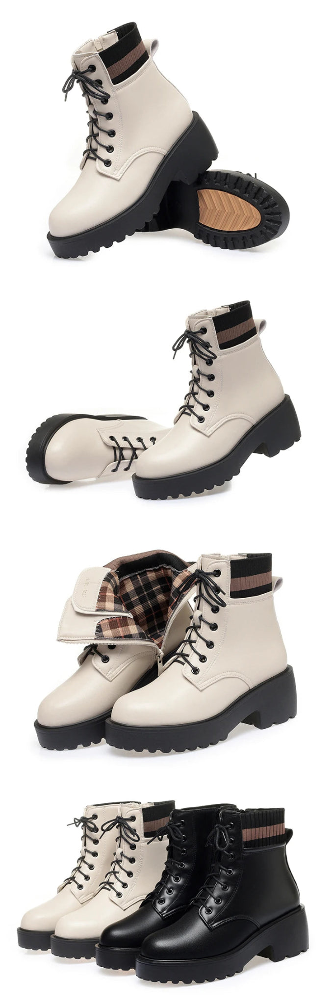 Genuine Leather Warm Sock Boots – Women’s Winter Zip Short Boots Large Size - VeauBeauty
