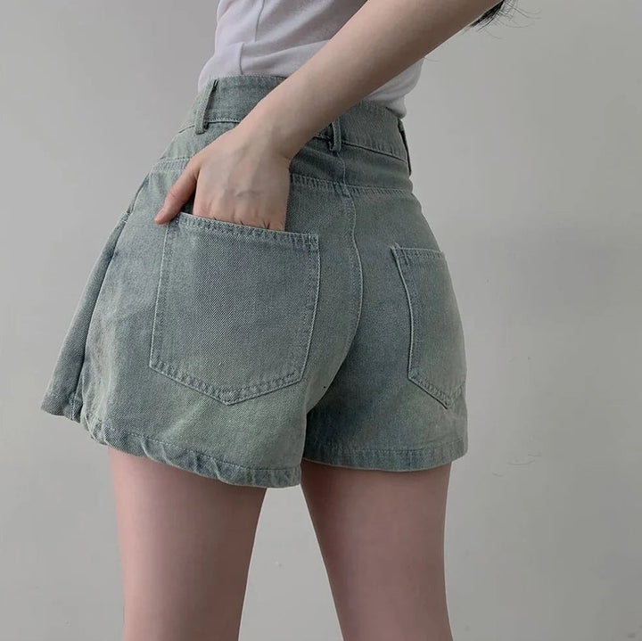 High Waist A - Line Denim Shorts – Women’s Summer Fit Jeans for 18–24 - VeauBeauty