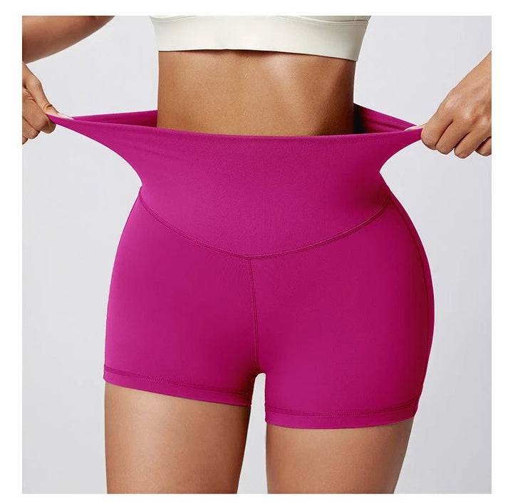 High Waist Hip Lift Yoga Shorts – Women's Cross Back Workout Fitness Biker Shorts - VeauBeauty