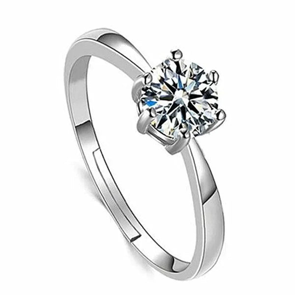Jewelrytop 925 Sterling Silver Open Rings – Adjustable Crystal Party Wedding Jewelry - VeauBeauty