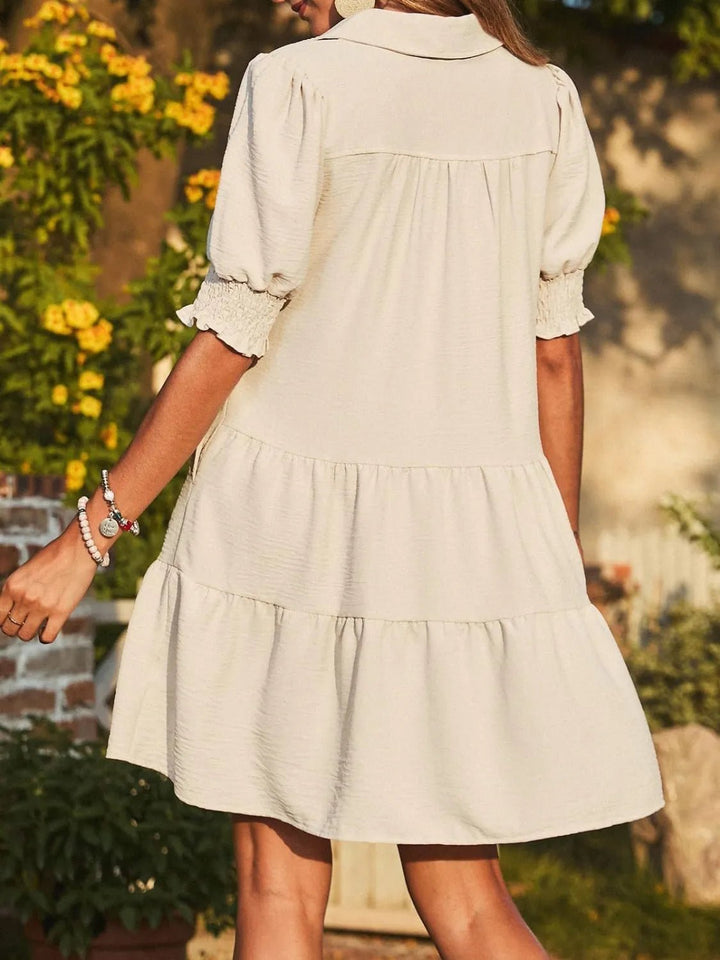 Johnny Collar Short Sleeve Mini Dress - VeauBeauty