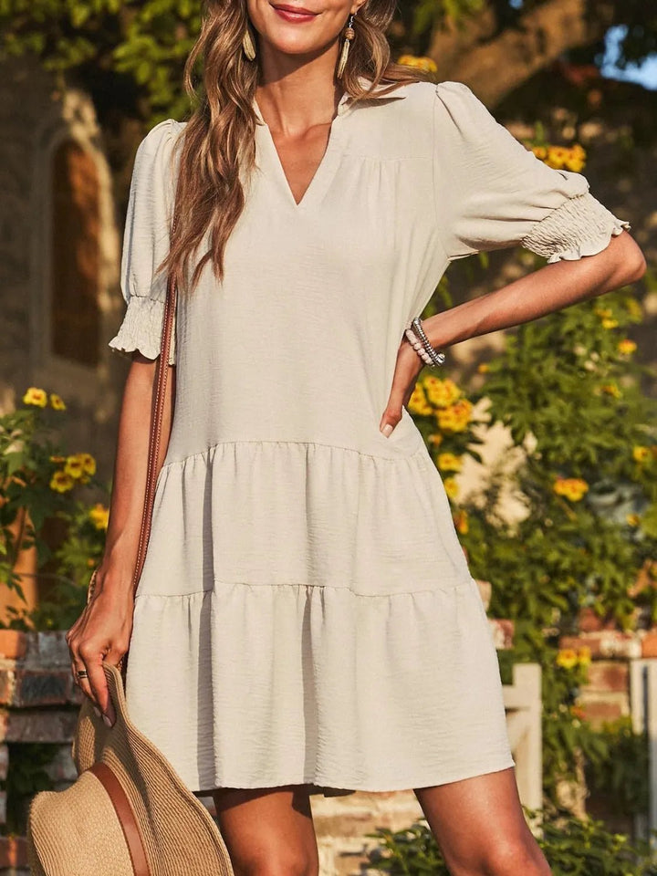 Johnny Collar Short Sleeve Mini Dress - VeauBeauty