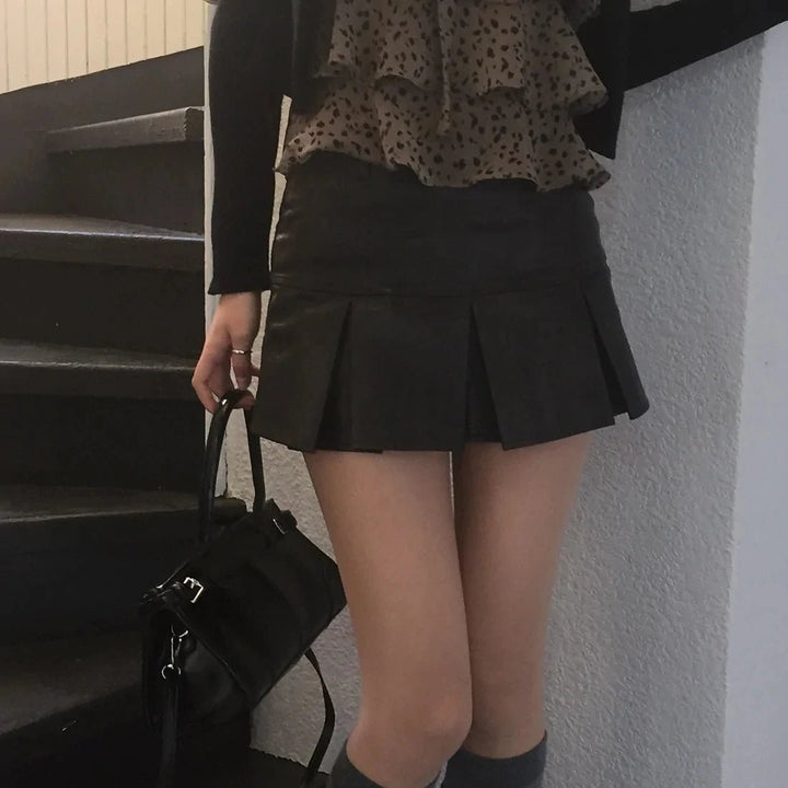 Leopard Layered Strap Tank Top with Cake Ruffle Design - VeauBeauty