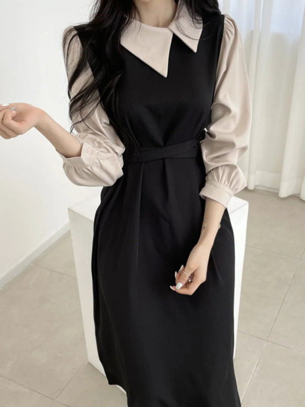 Lunava 2025 – High - End Contrast Color Elegant Dress for Women - VeauBeauty