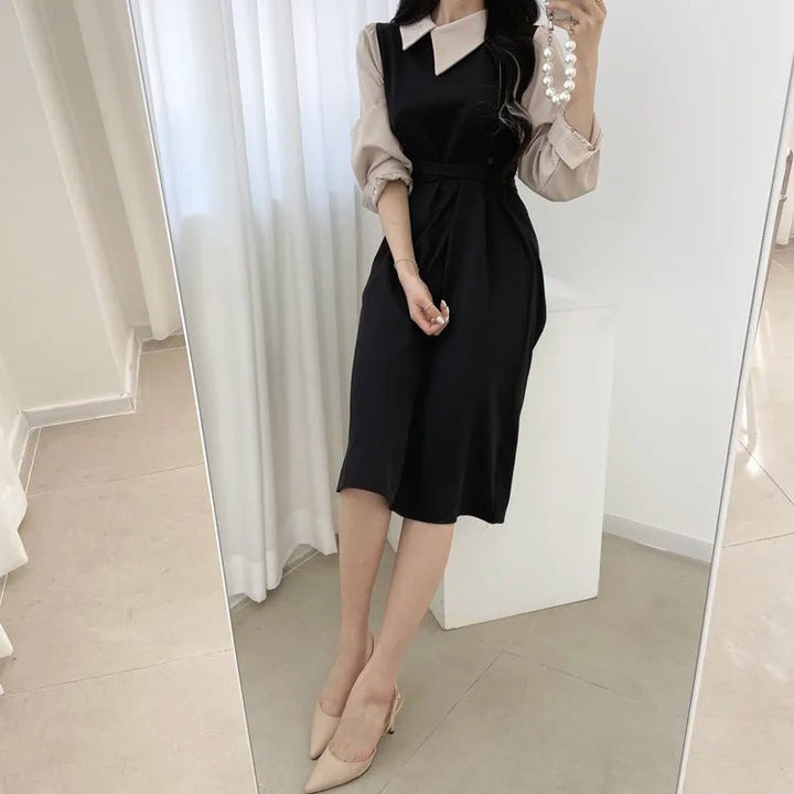 Lunava 2025 – High - End Contrast Color Elegant Dress for Women - VeauBeauty