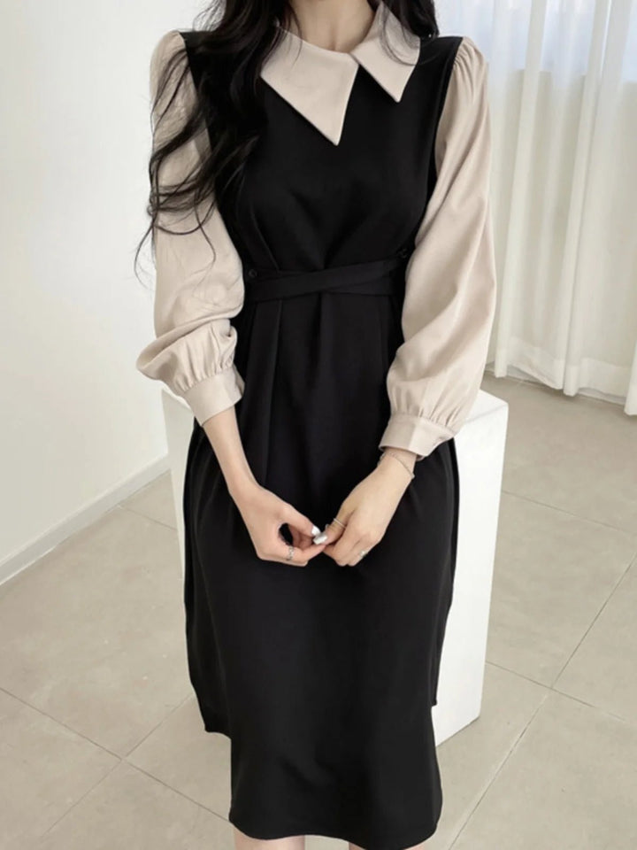 Lunava 2025 – High - End Contrast Color Elegant Dress for Women - VeauBeauty