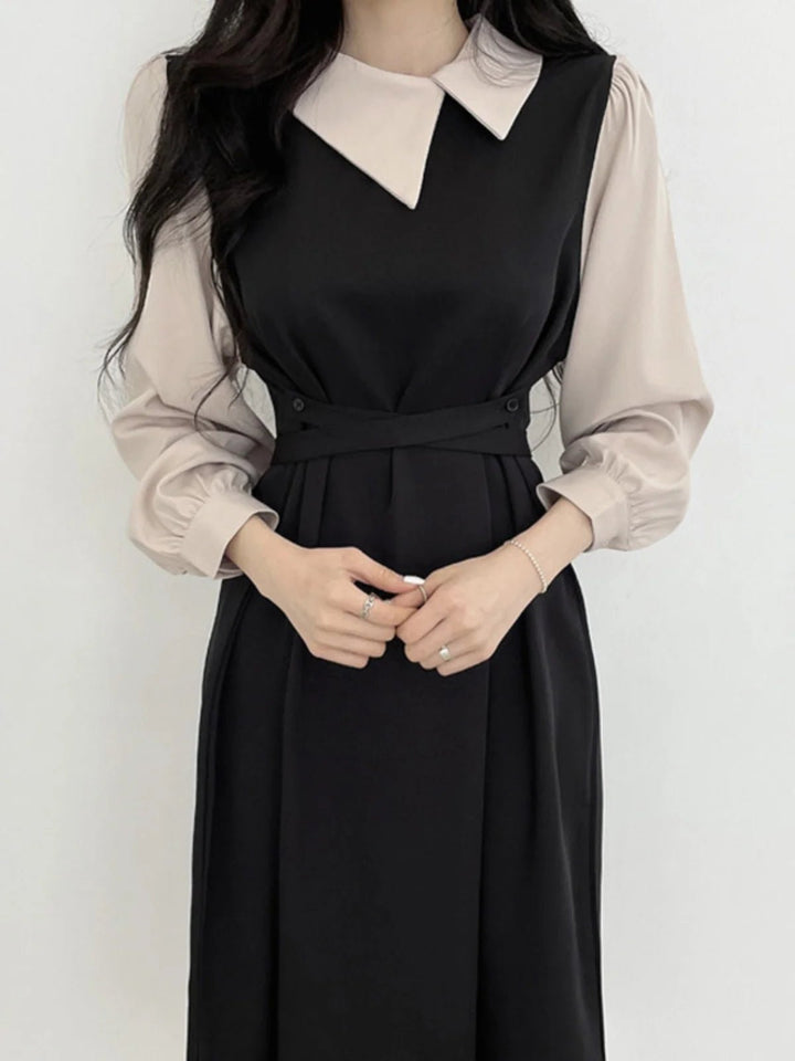 Lunava 2025 – High - End Contrast Color Elegant Dress for Women - VeauBeauty