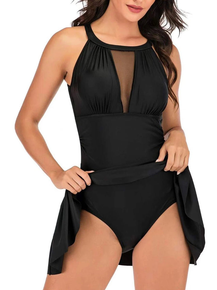 MeshLift High Neck Tankini Set – 2025 Solid Two - Piece Swimsuit for Women - VeauBeauty