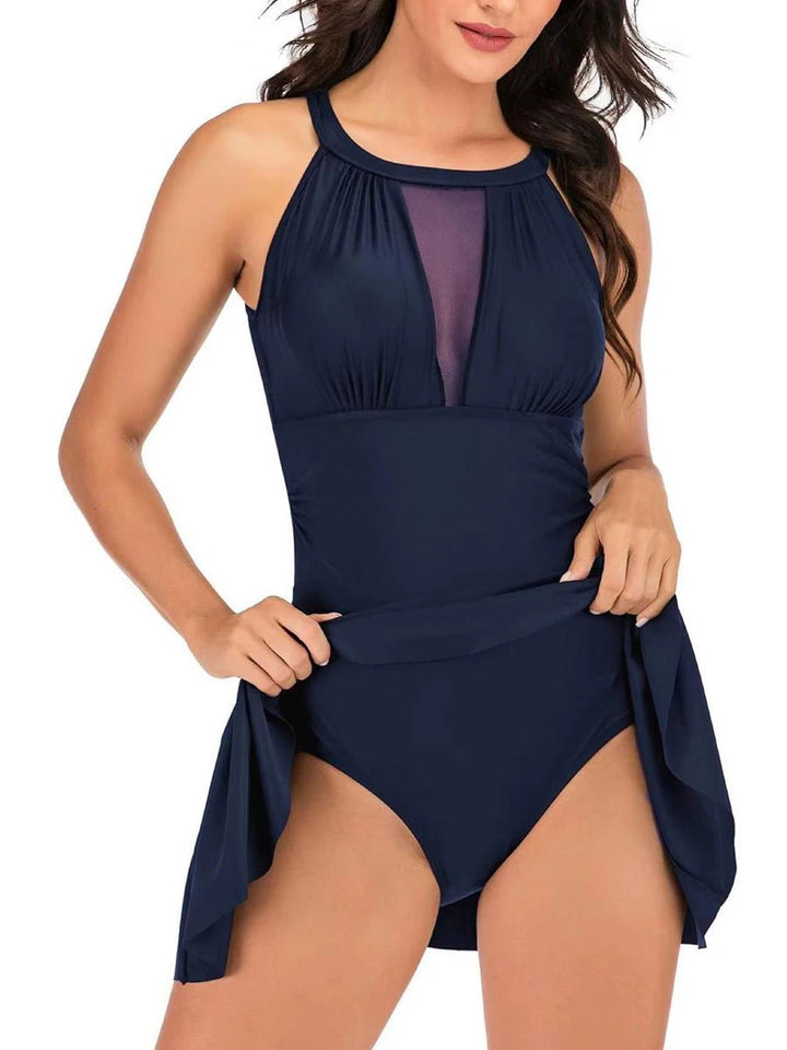 MeshLift High Neck Tankini Set – 2025 Solid Two - Piece Swimsuit for Women - VeauBeauty