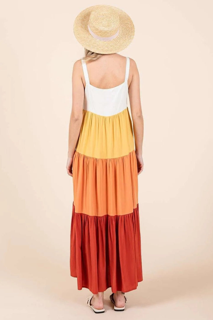 Mittoshop Color Block Tiered Pull - On Maxi Dress - VeauBeauty
