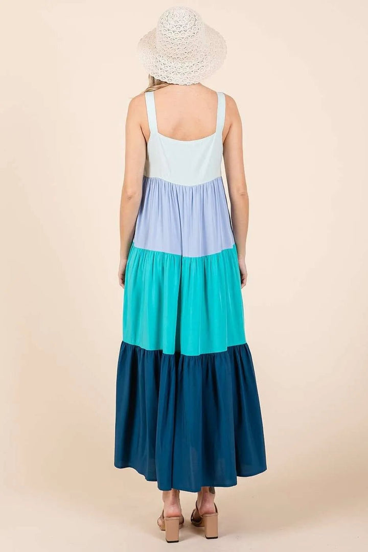Mittoshop Color Block Tiered Pull - On Maxi Dress - VeauBeauty